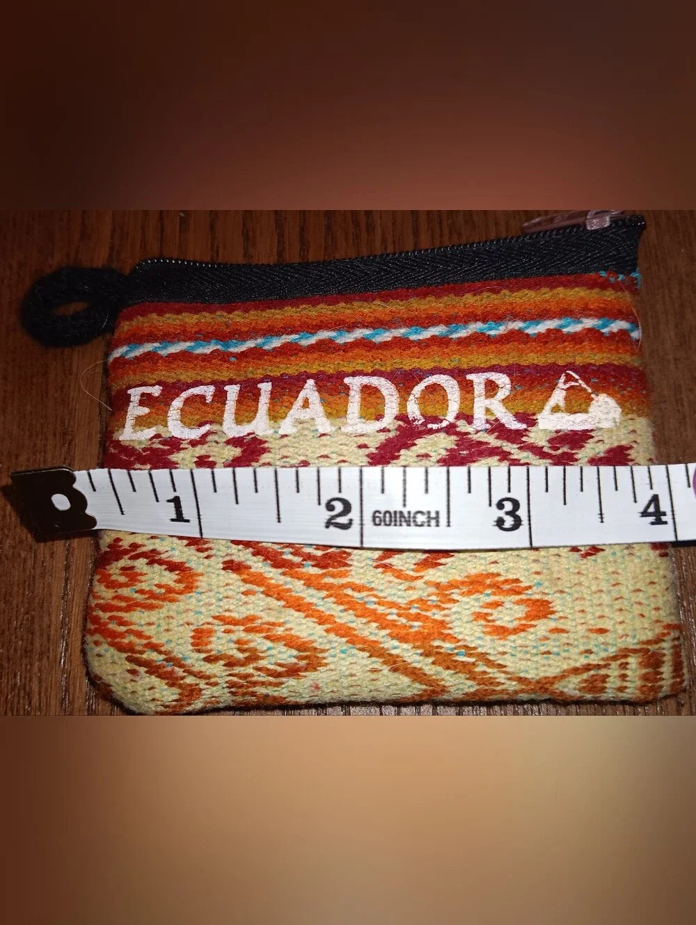 Ecuador Woven Coin Purse in Orange and Red - Ethnic Pattern
